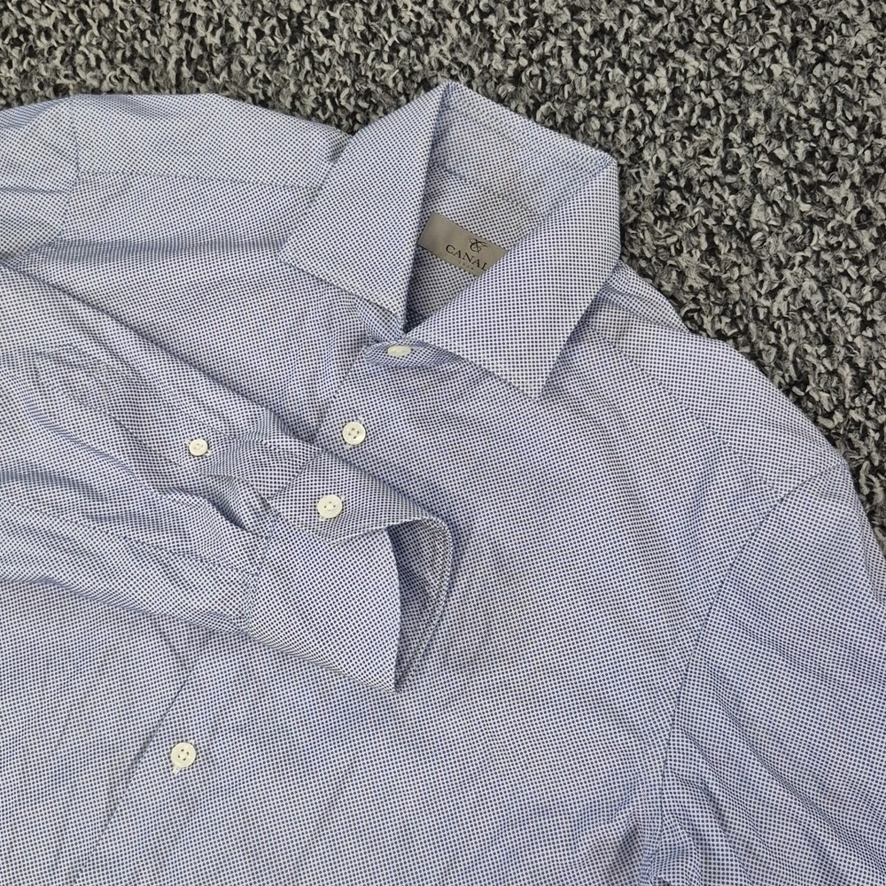 Canali Mens Long Sleeve 39 15.5 Blue Cotton Button Up Made in Italy
